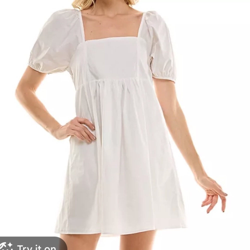 Draper James | Women's Magnolia White Cotton Puff Sleeve Smocked Mini Dress, S